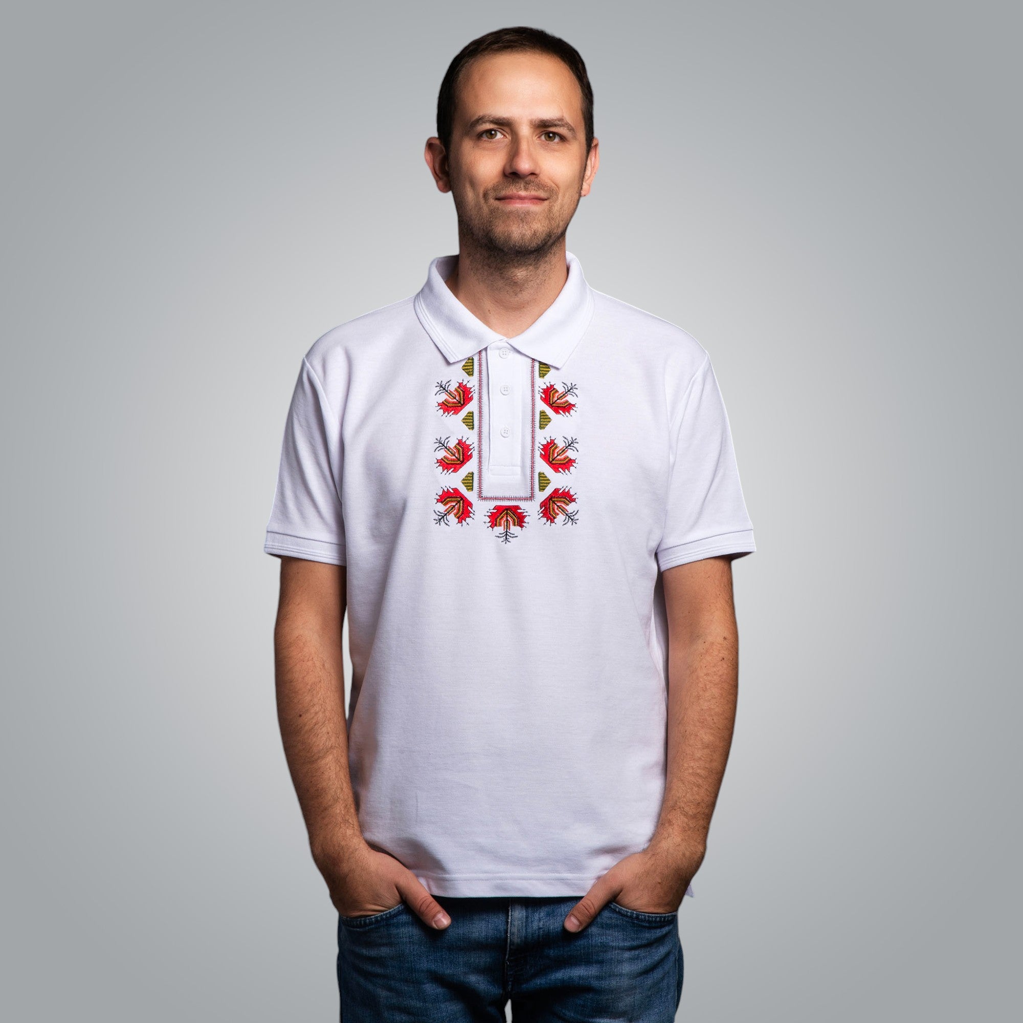 Тениска с яка "Китка"