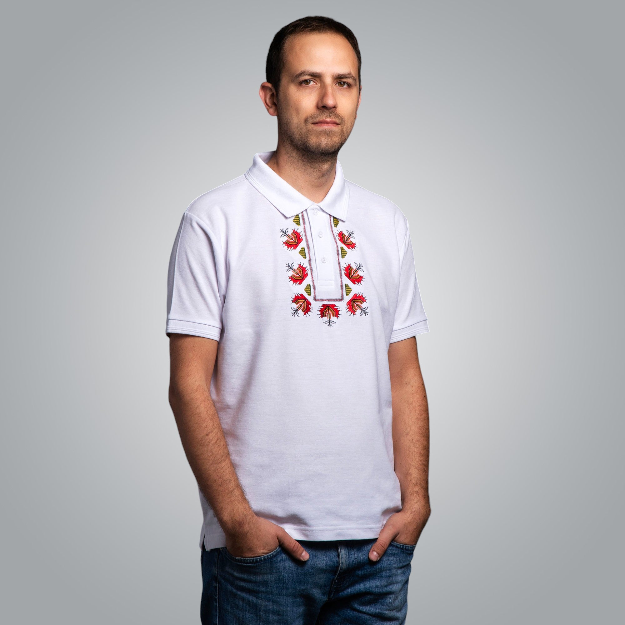 Тениска с яка "Китка"