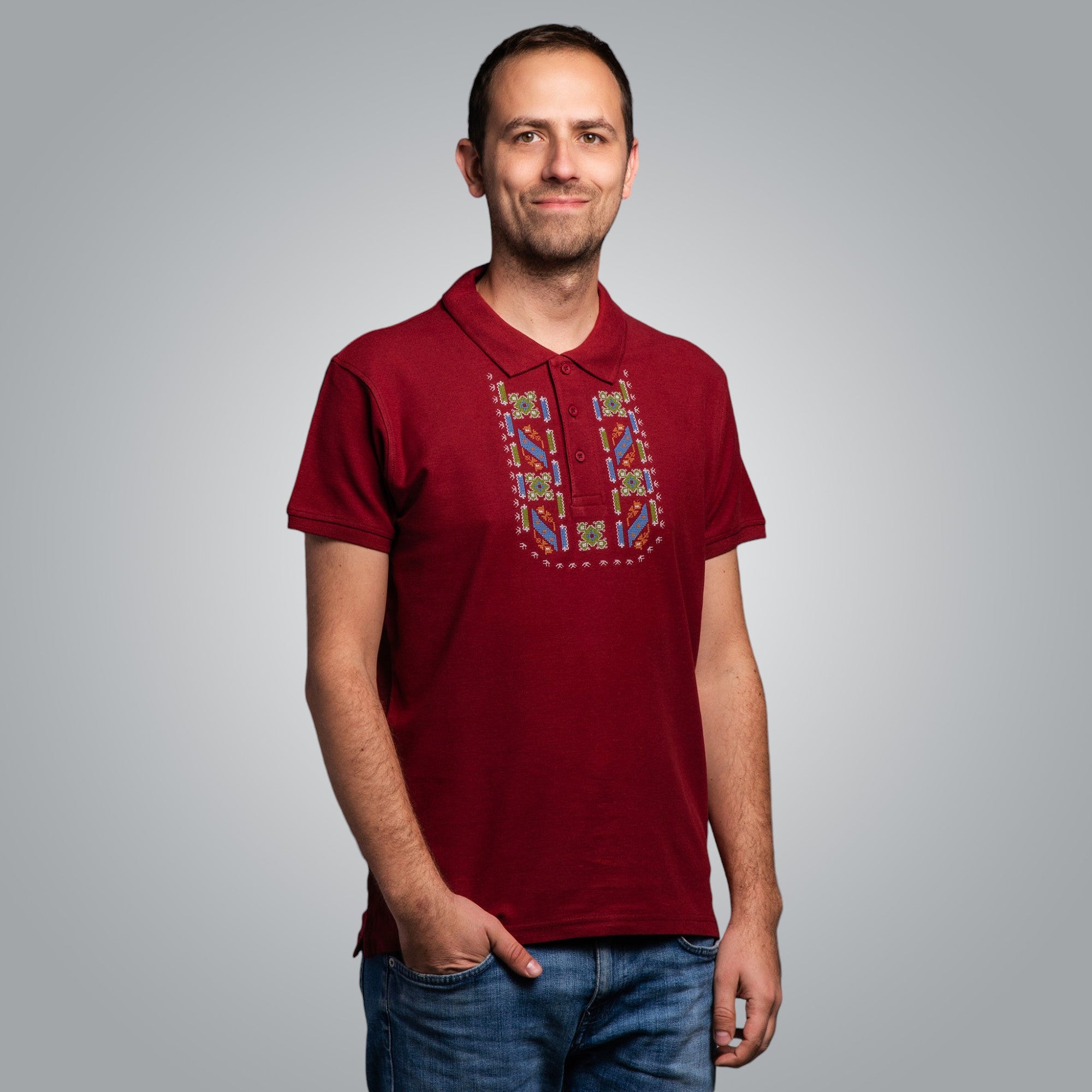 Тениска с яка "Защита"