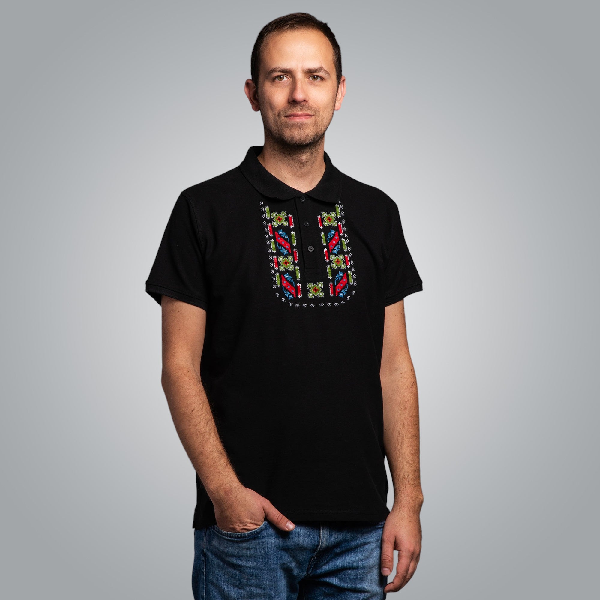 Тениска с яка "Защита"