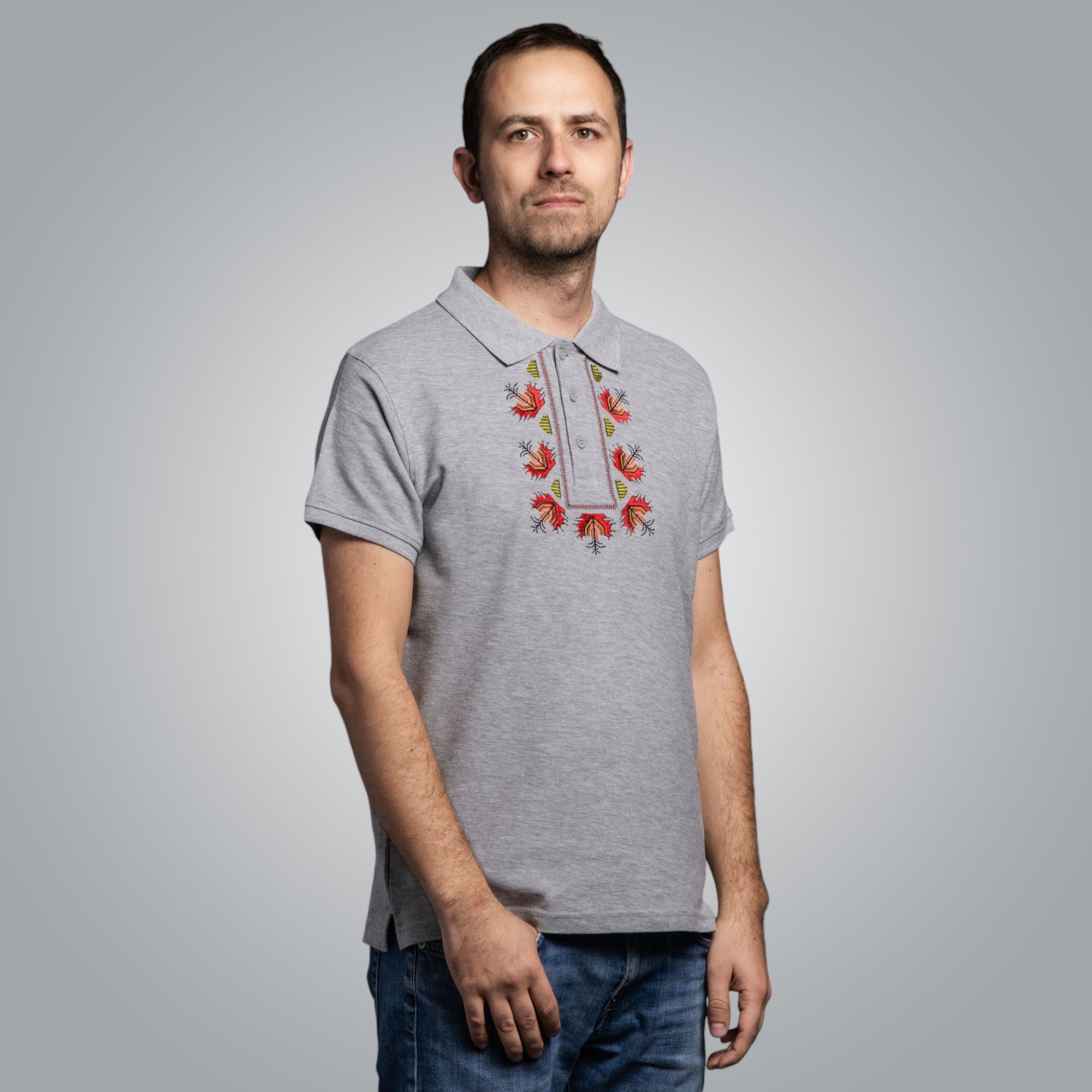 Тениска с яка "Китка"