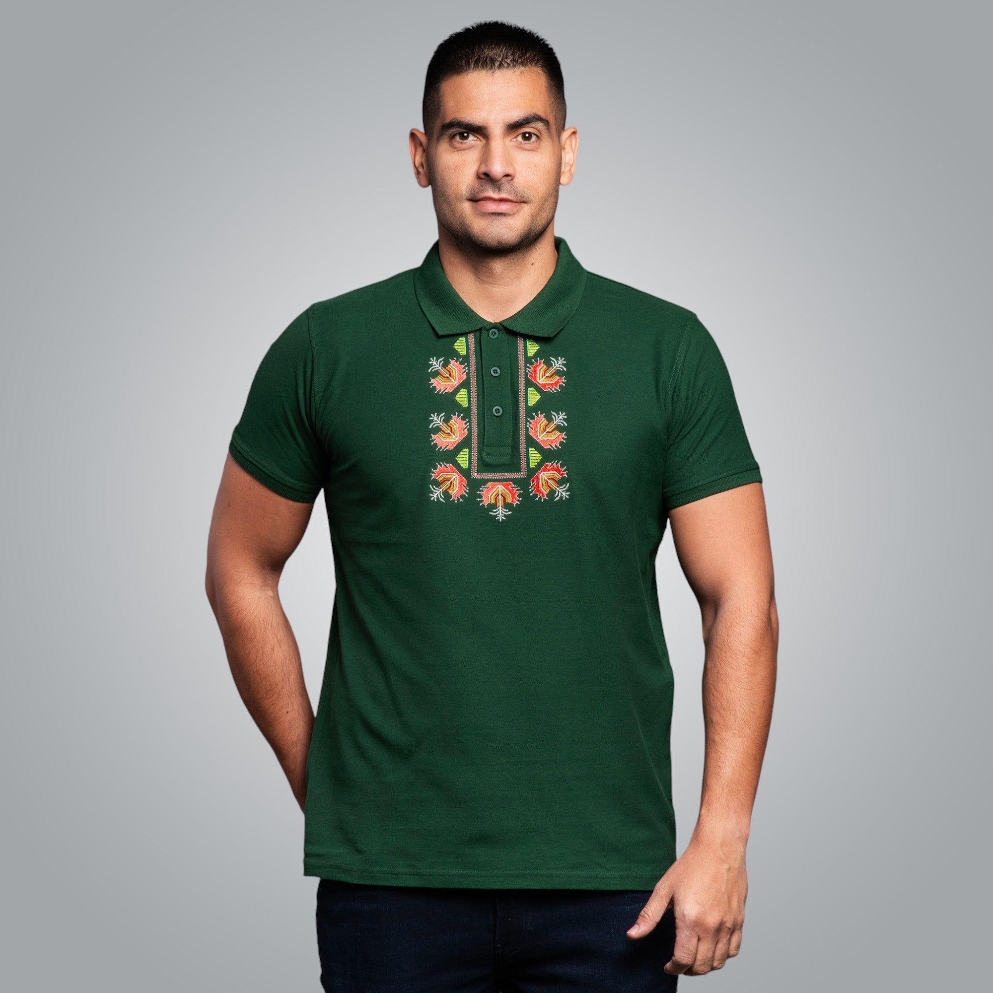 Тениска с яка "Китка"