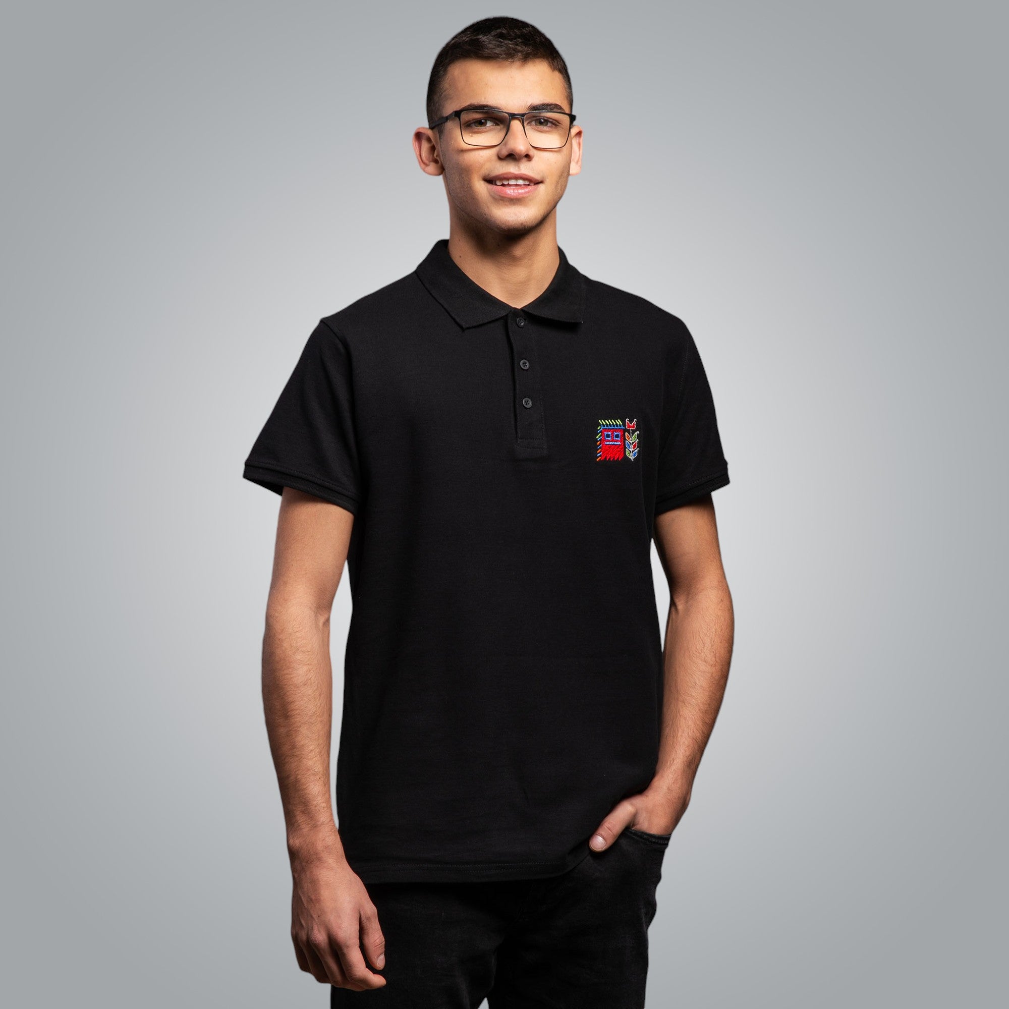 Тениска с яка с детайл "Кукер"