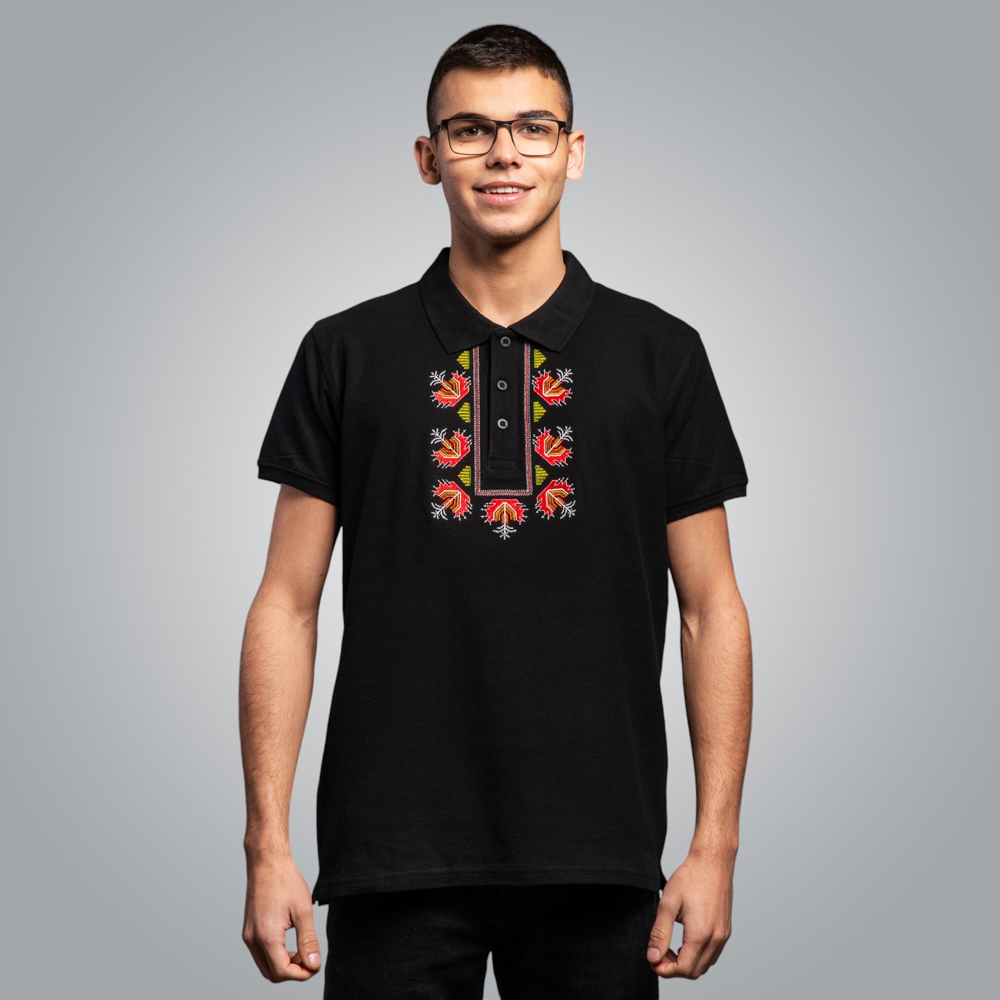 Тениска с яка "Китка"