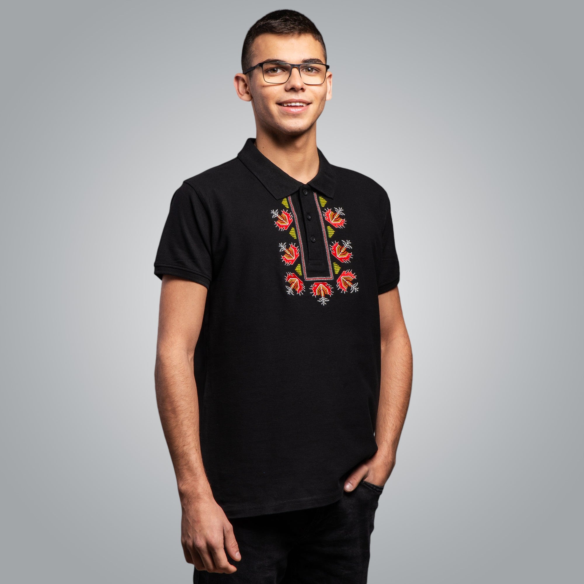 Тениска с яка "Китка"