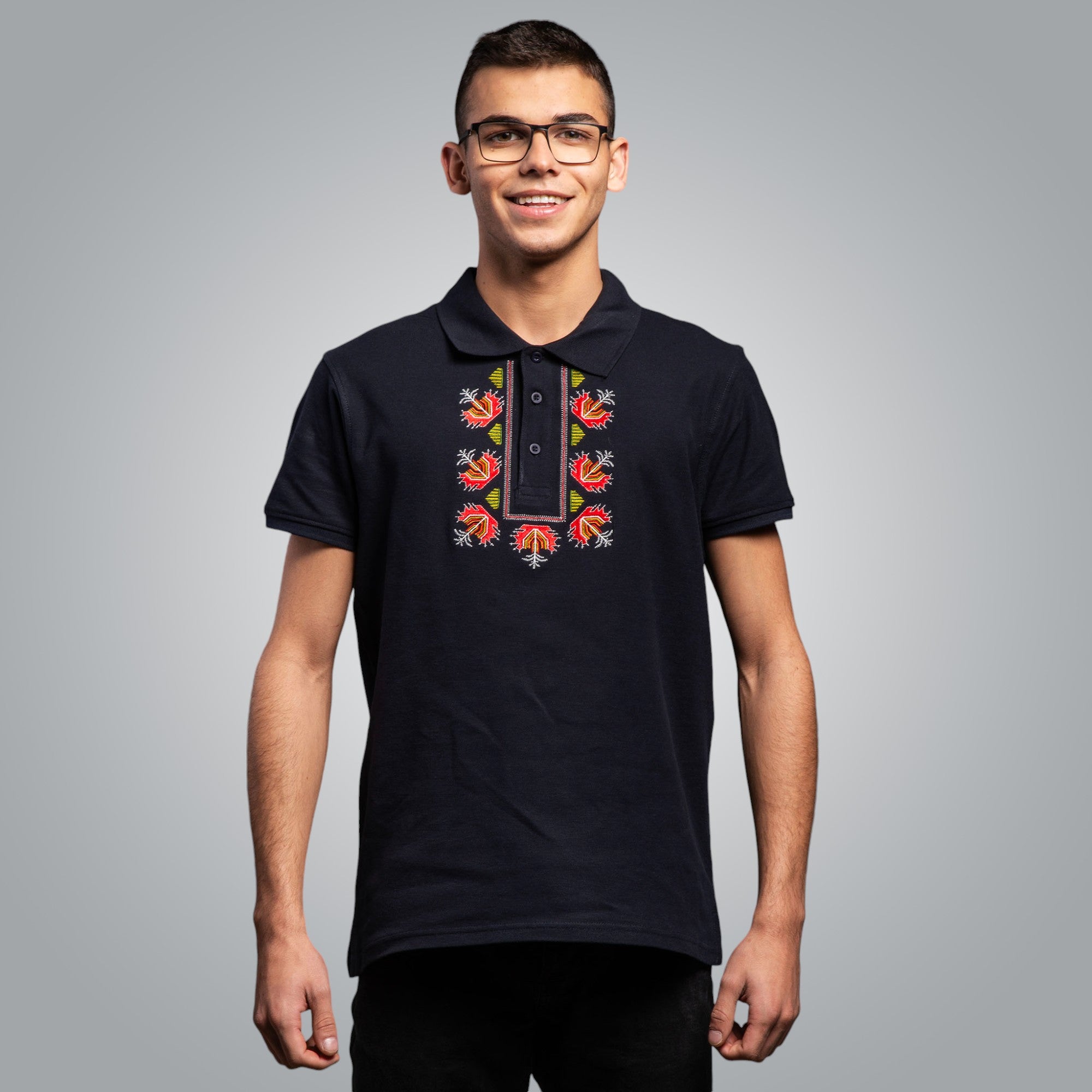 Тениска с яка "Китка"