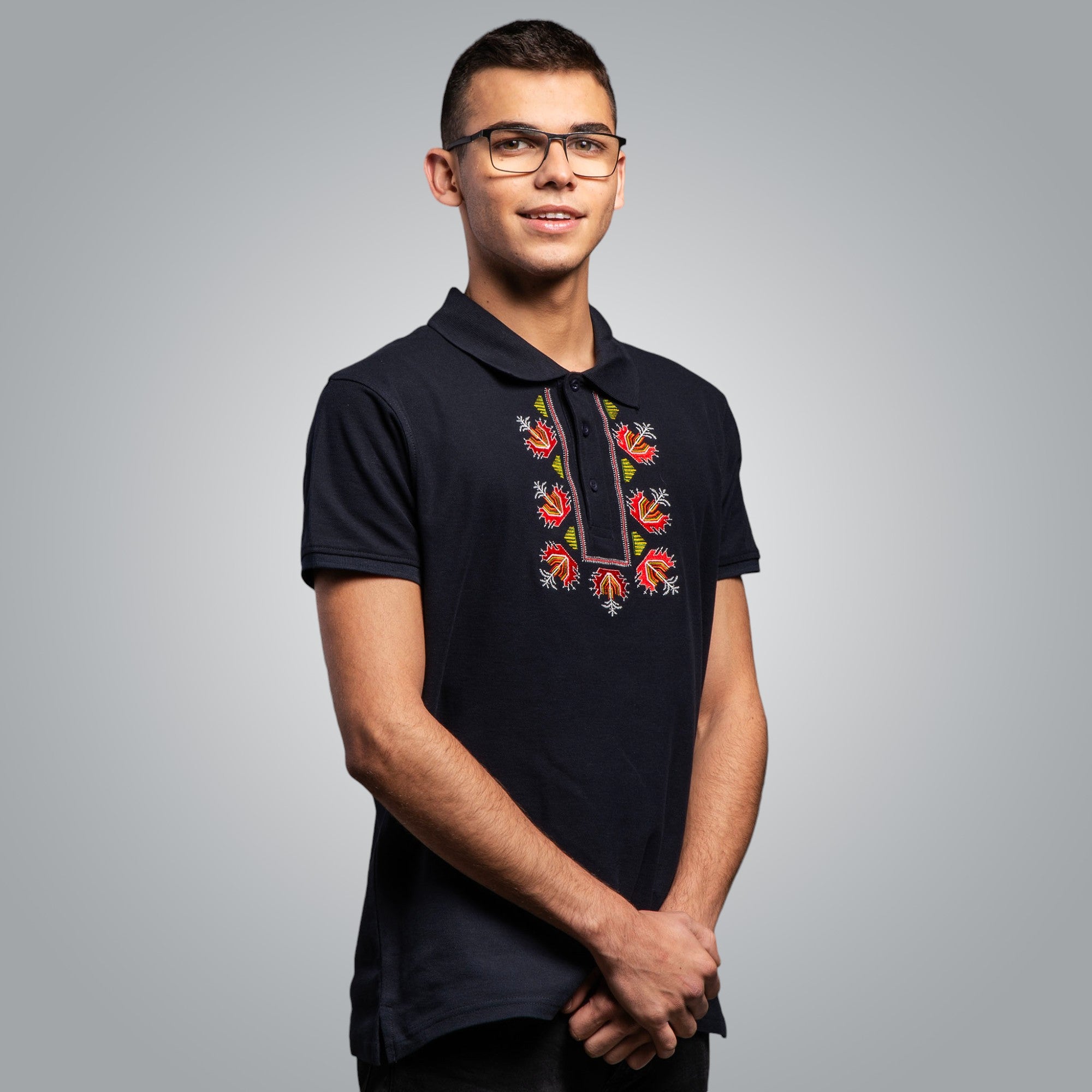 Тениска с яка "Китка"