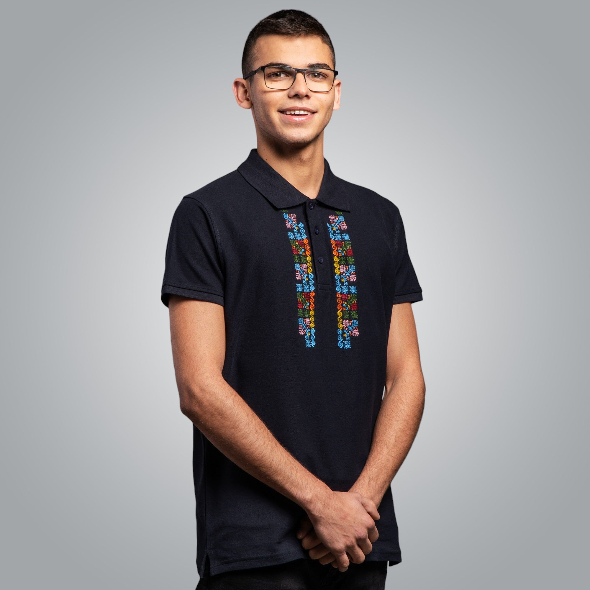 Тениска с яка с шевица от бургаско