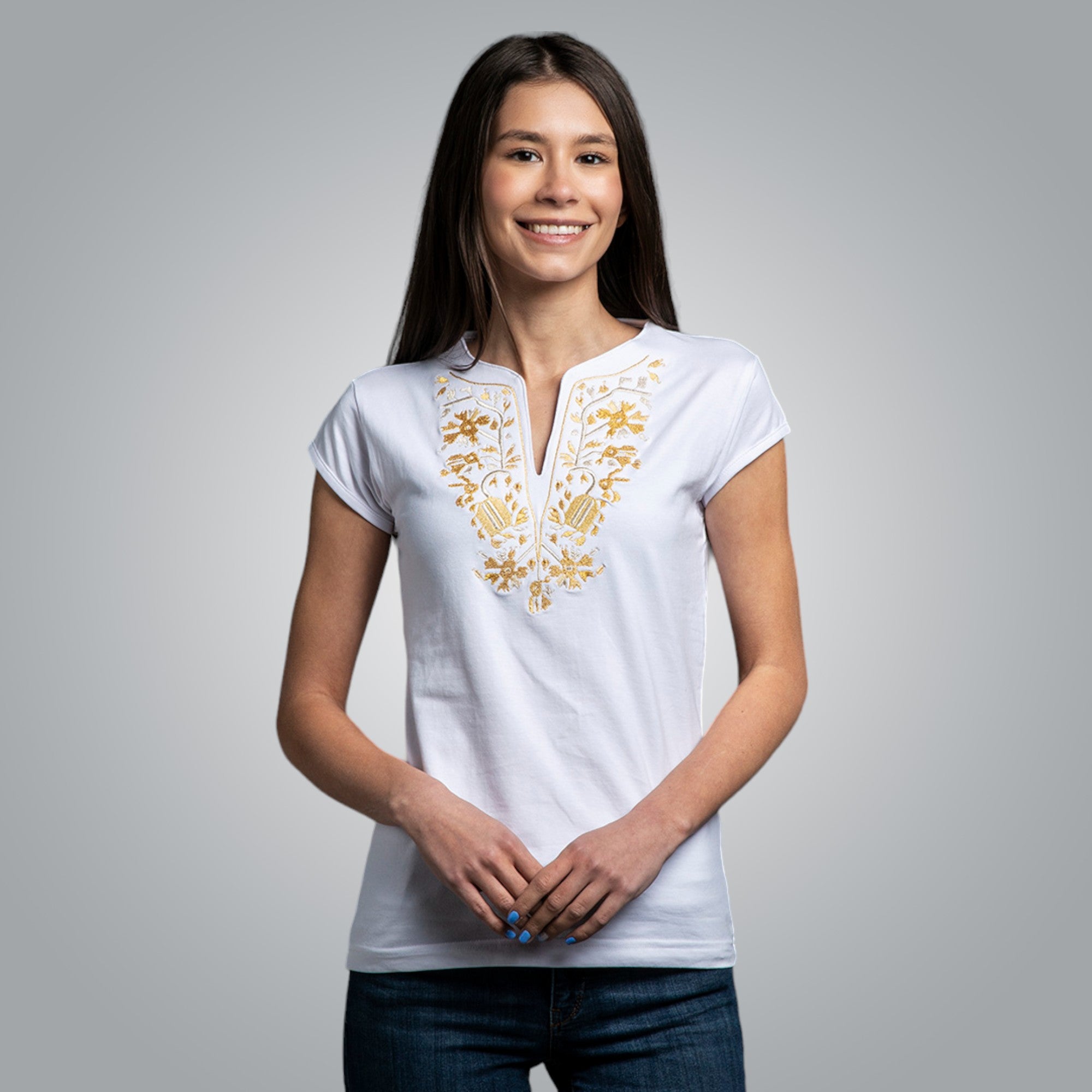 Тениска с V-деколте "Дърво на живота"