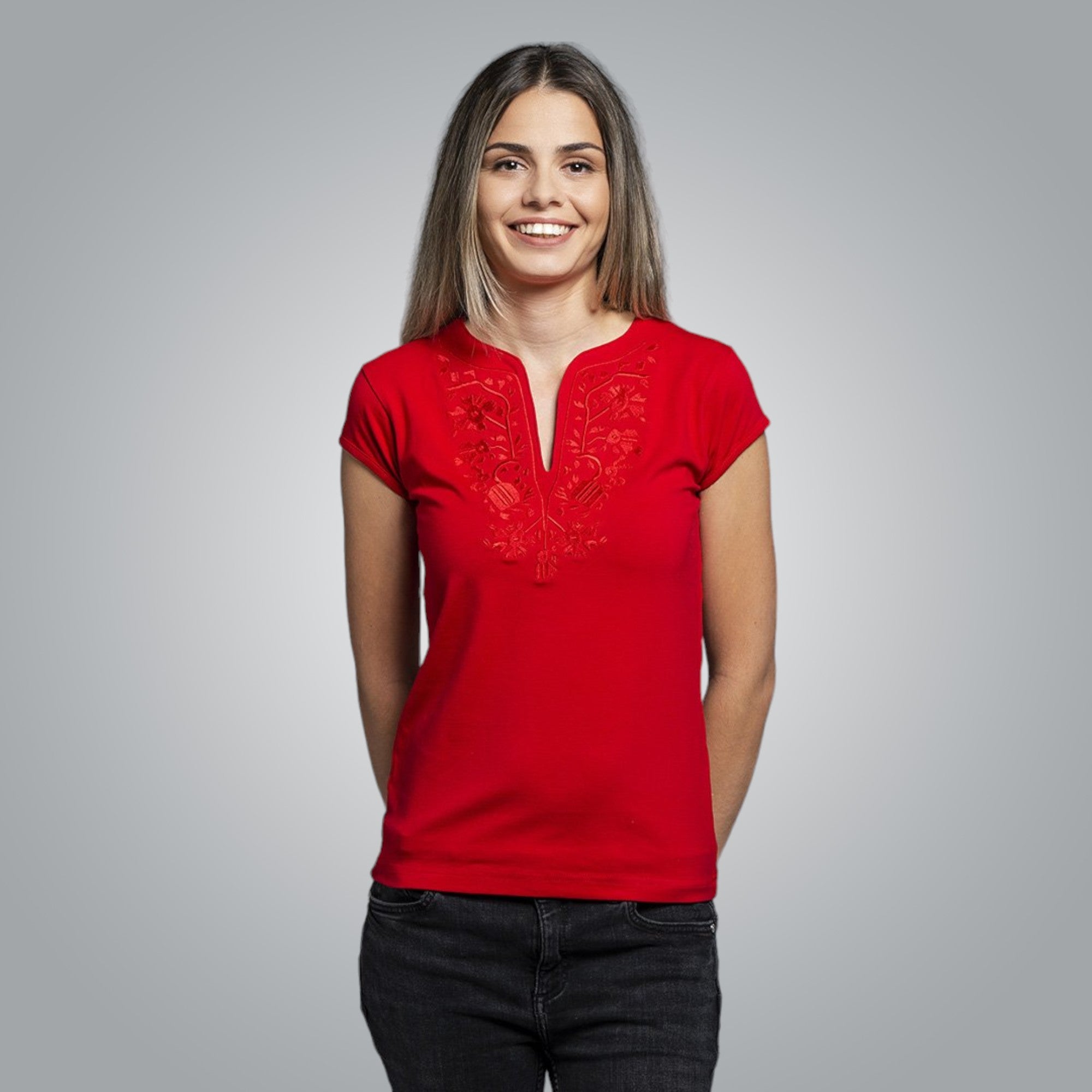 Тениска с V-деколте "Дърво на живота"