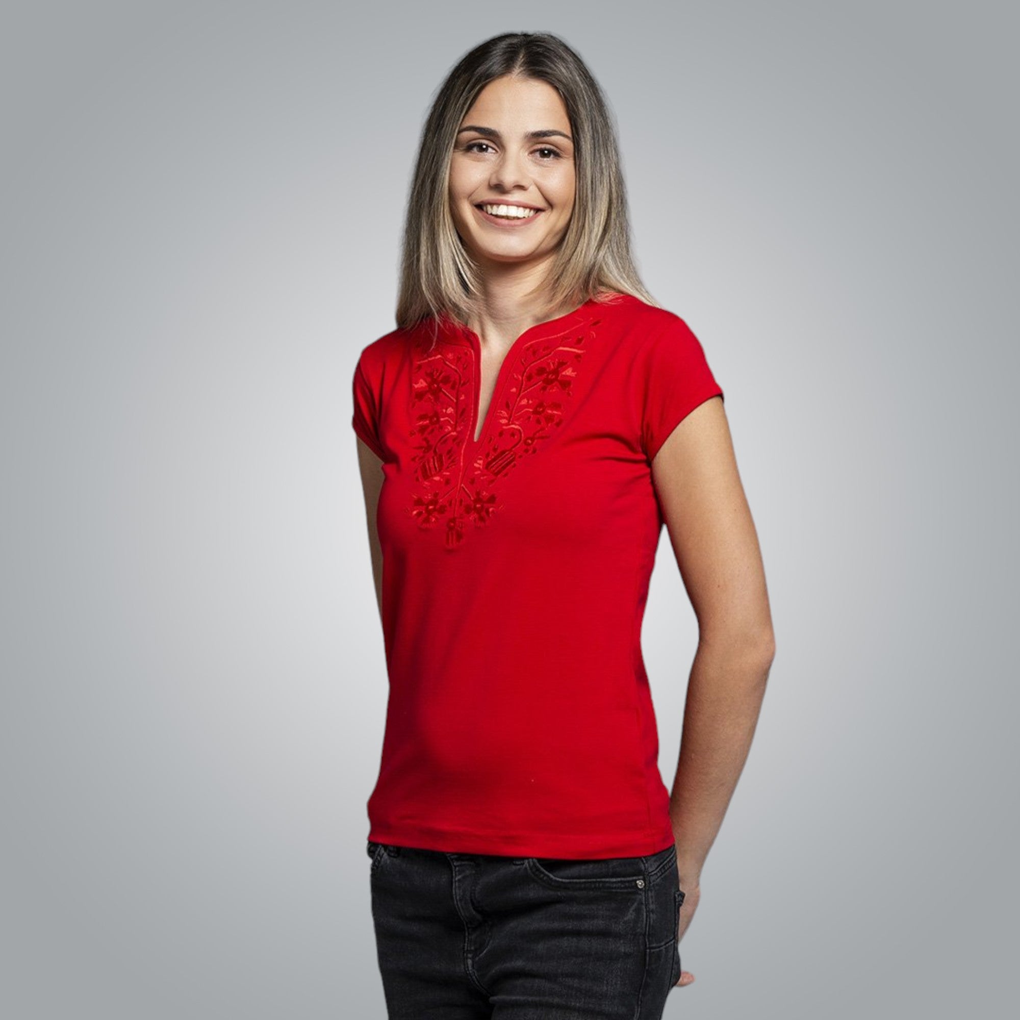 Тениска с V-деколте "Дърво на живота"