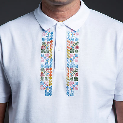 Мъжка тениска с яка с шевица от бургаско