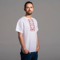 Мъжка риза с къс ръкав бродирана с традицонна шевица