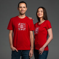 Червена дамска тениска бродирана с шевица "Плодородие"